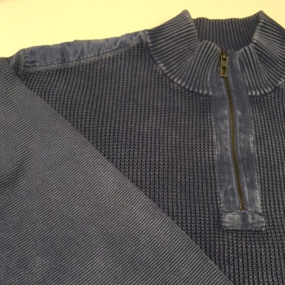 Tommy Bahama 3XB Blue Cotton Long Sleeve Half-Zip Sweater - Picture 4 of 9